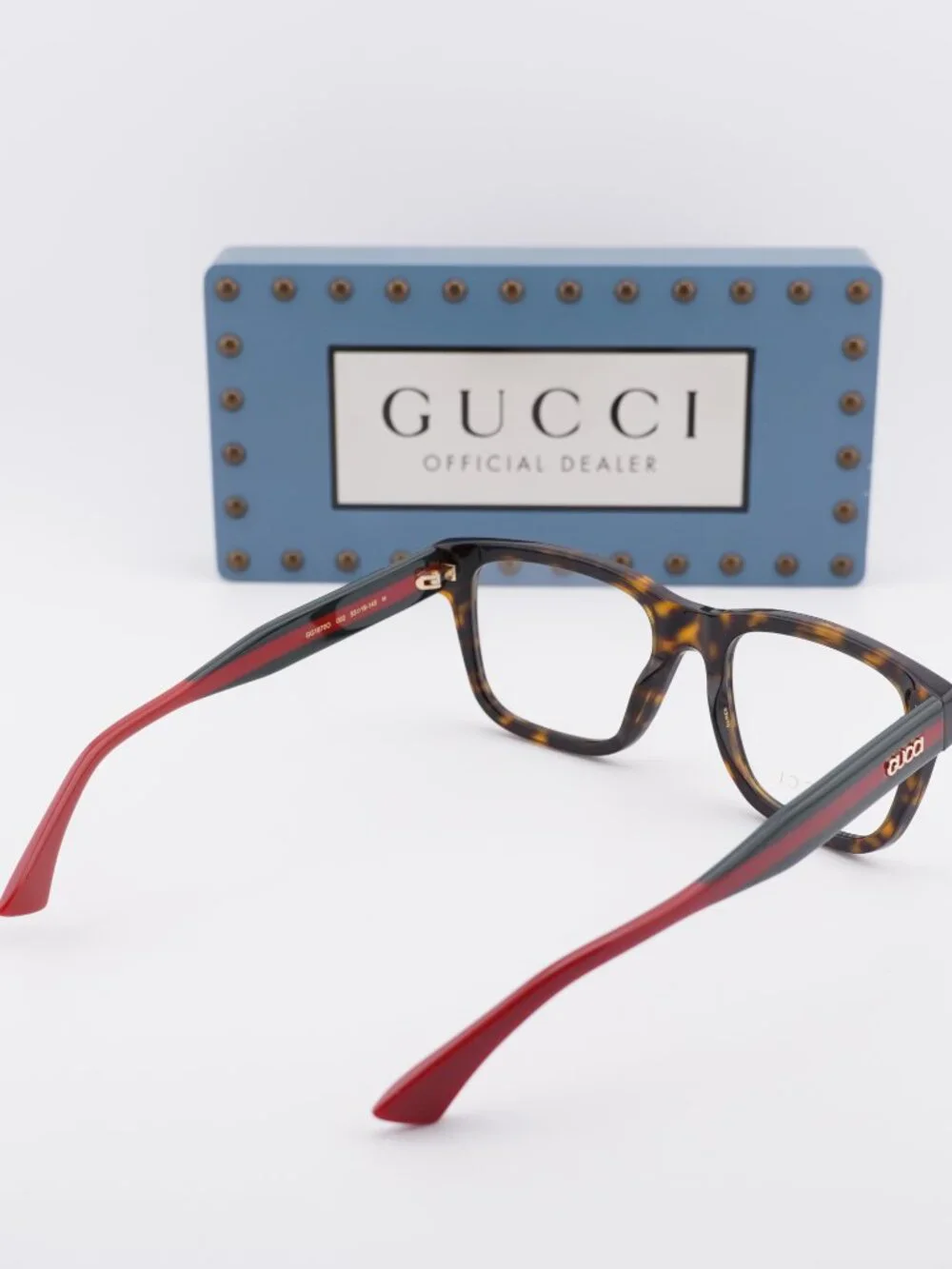 Gucci GG1870O 002 Square Eyeglasses 53mm - Havana / Green / Red